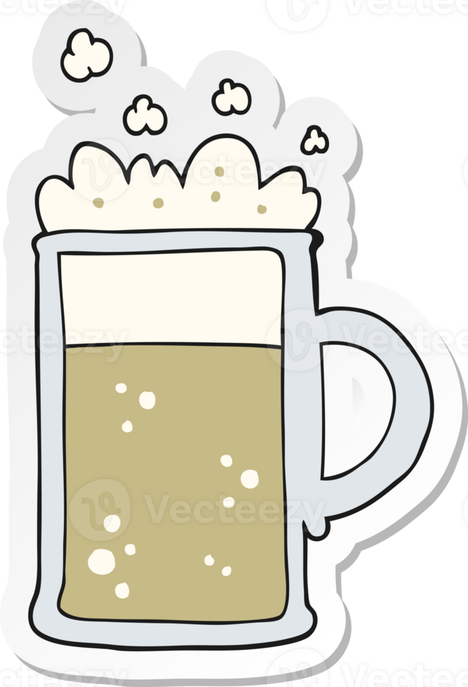 sticker of a cartoon tankard of beer png