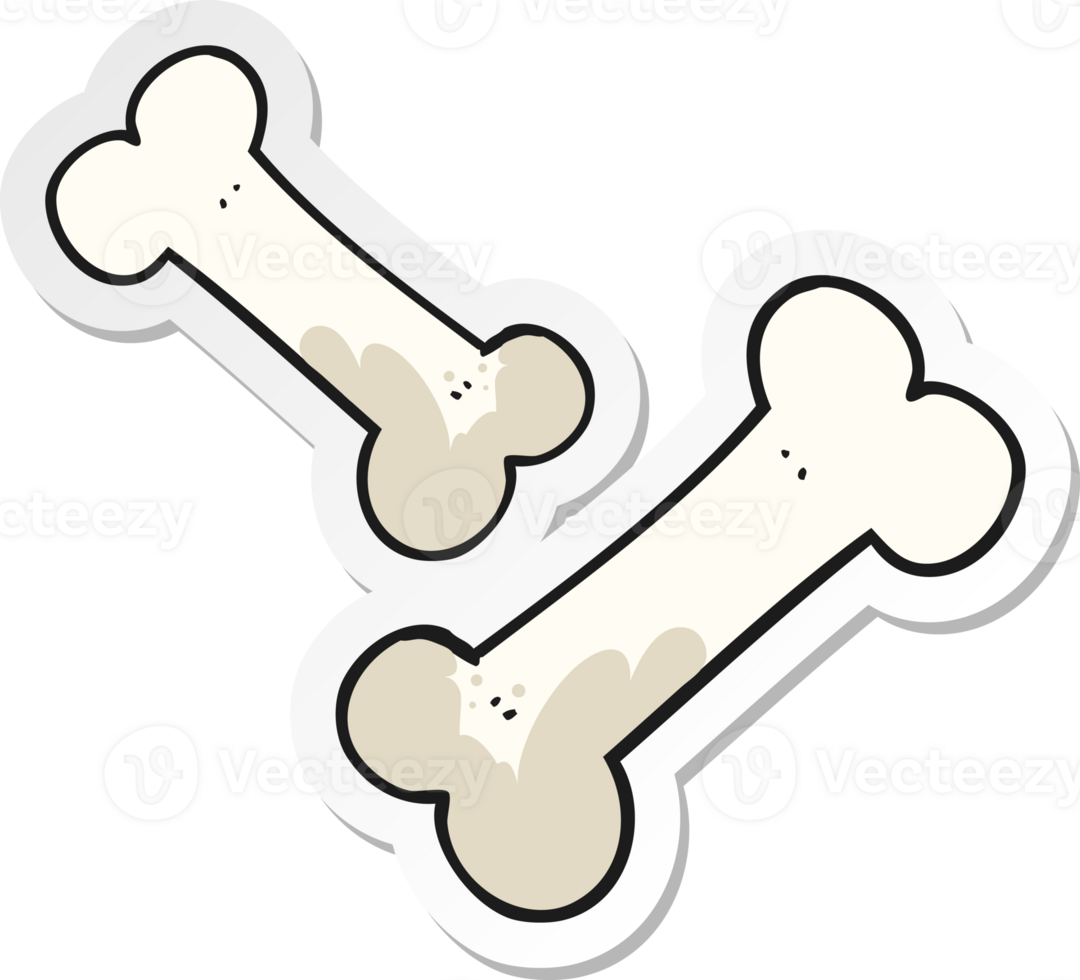 sticker of a cartoon old bones png