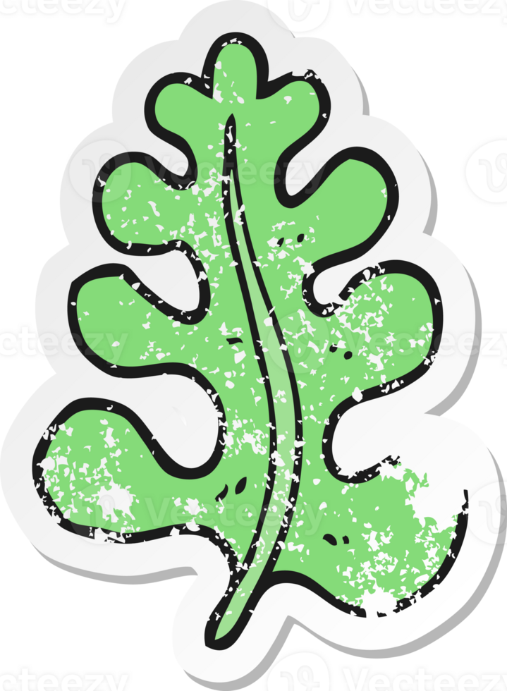 retro distressed sticker of a cartoon leaf png