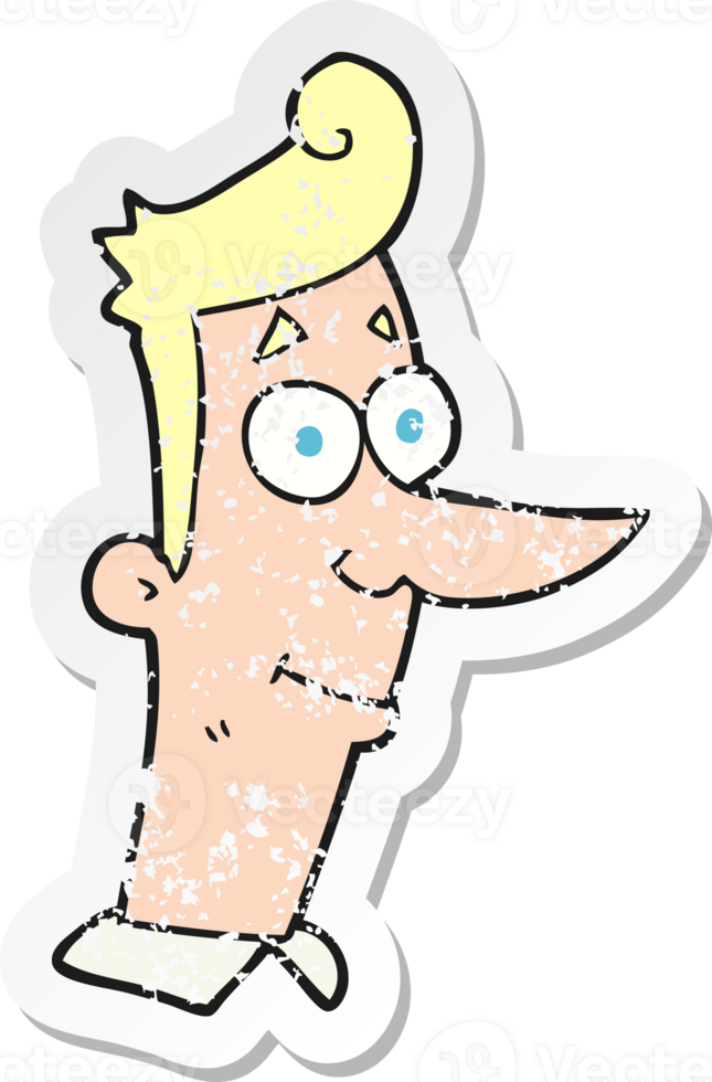 retro distressed sticker of a cartoon smiling man png