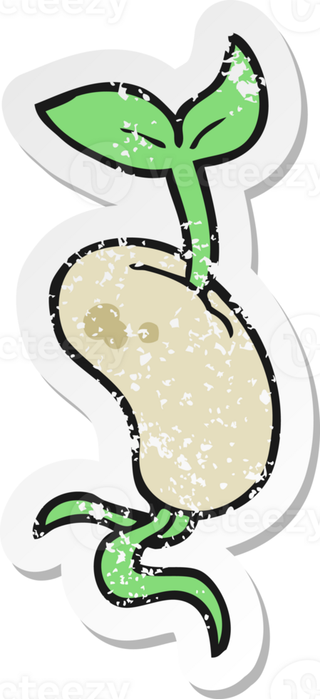 retro distressed sticker of a cartoon sprouting seed png