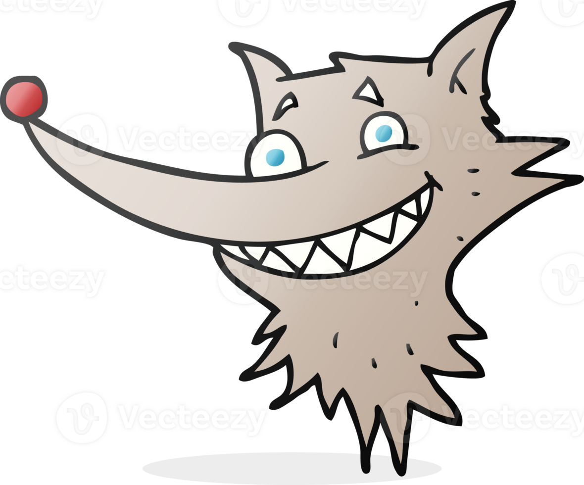 cartoon grinning wolf face png