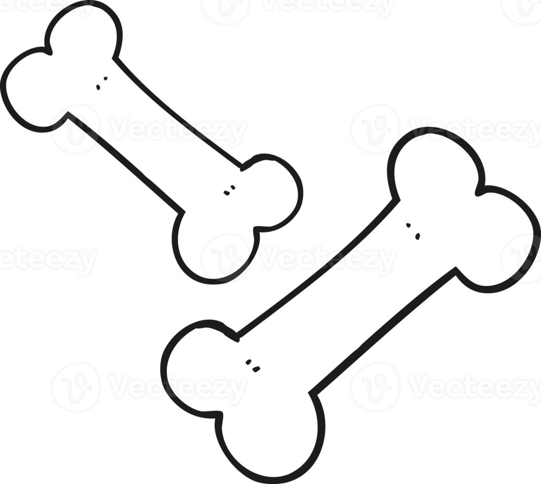 black and white cartoon old bones png