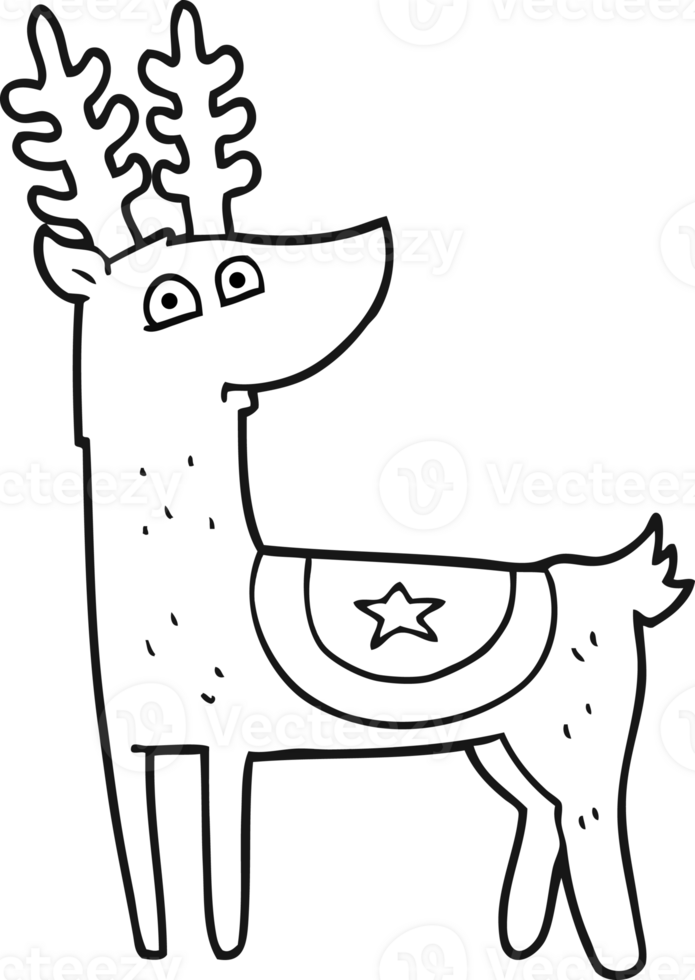 black and white cartoon reindeer png