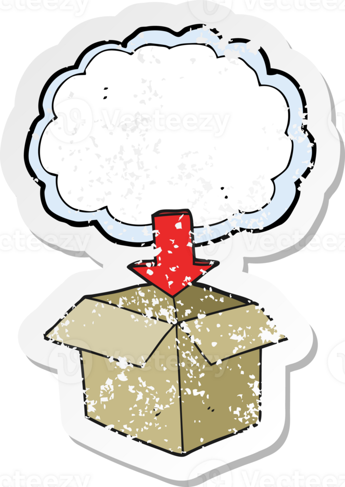 retro distressed sticker of a cartoon download from the cloud symbol png