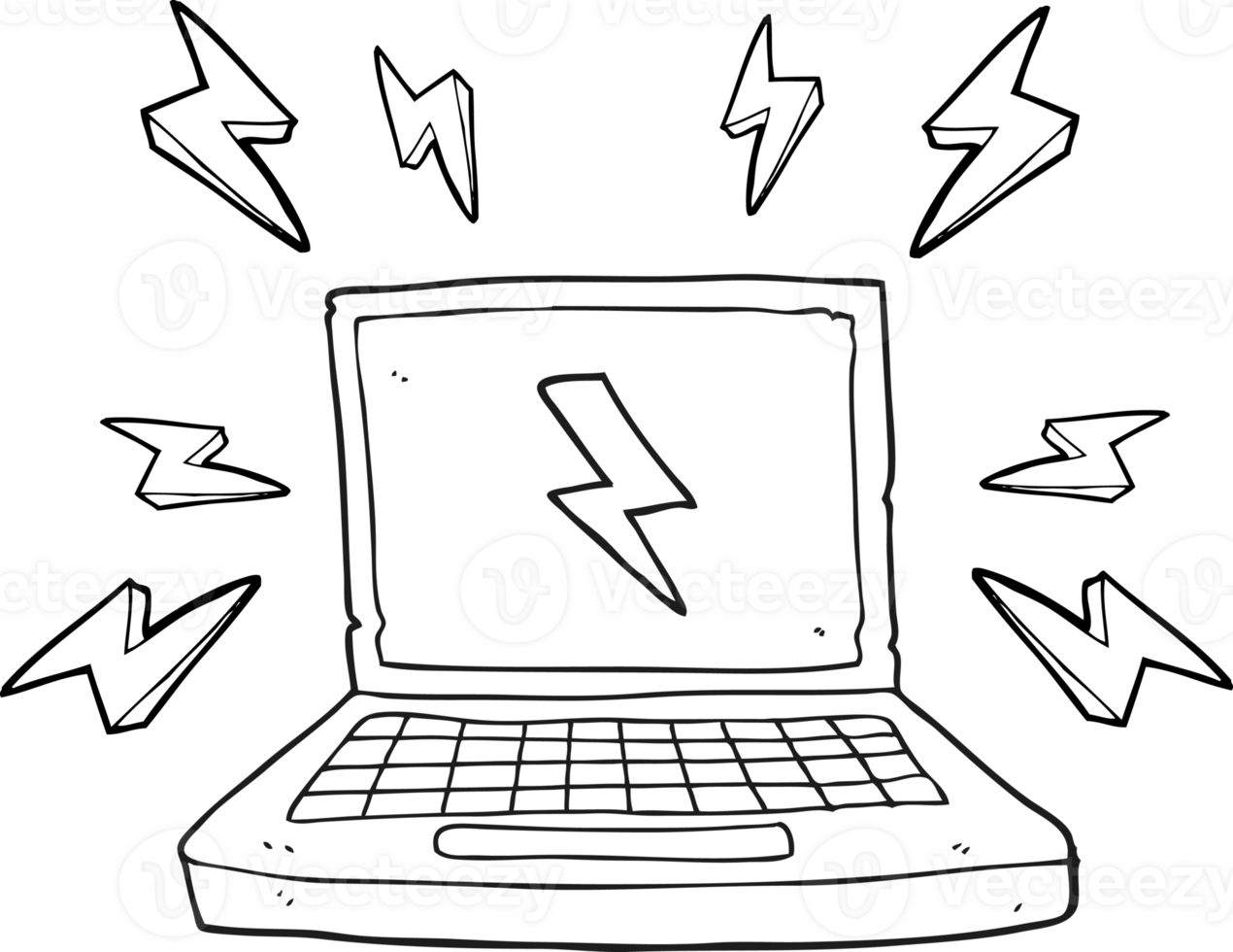 black and white cartoon laptop computer png