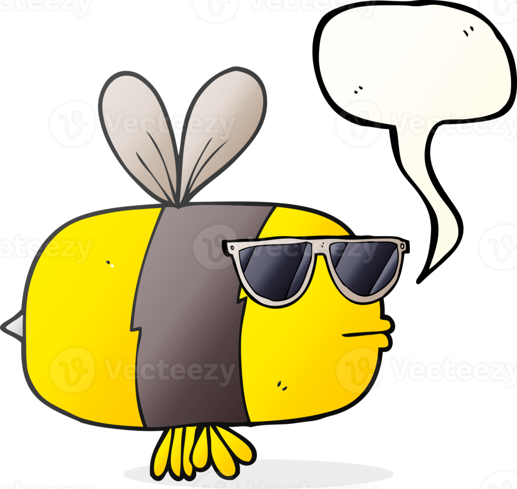 speech bubble cartoon bee wearing sunglasses png