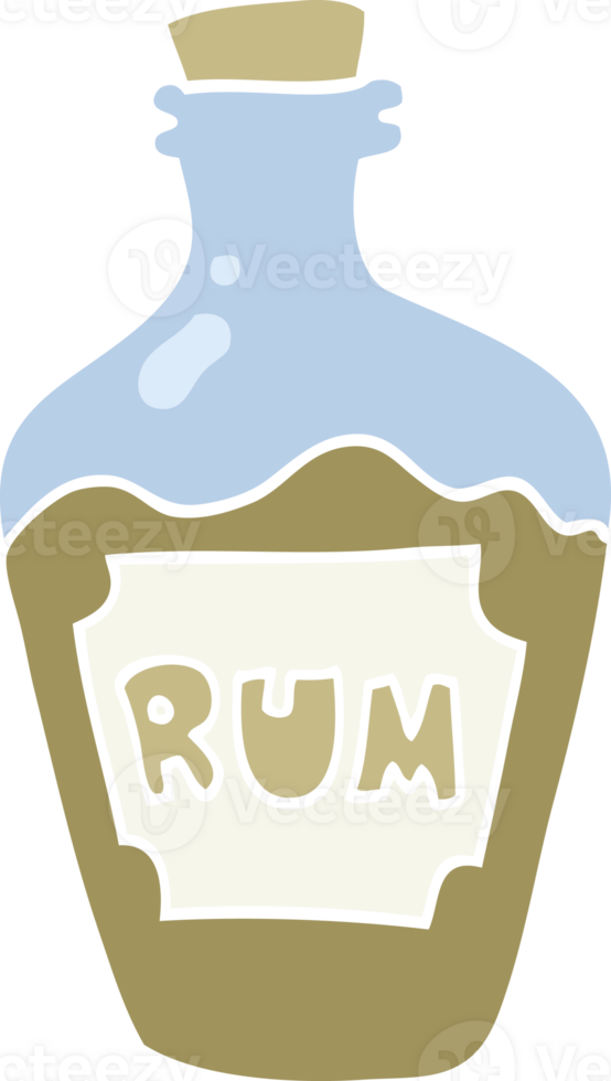 flat color illustration of a cartoon rum bottle png