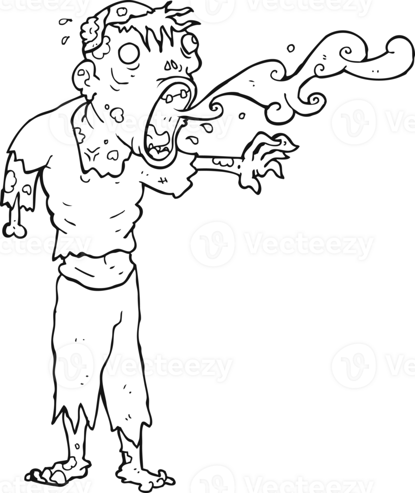 black and white cartoon gross zombie png