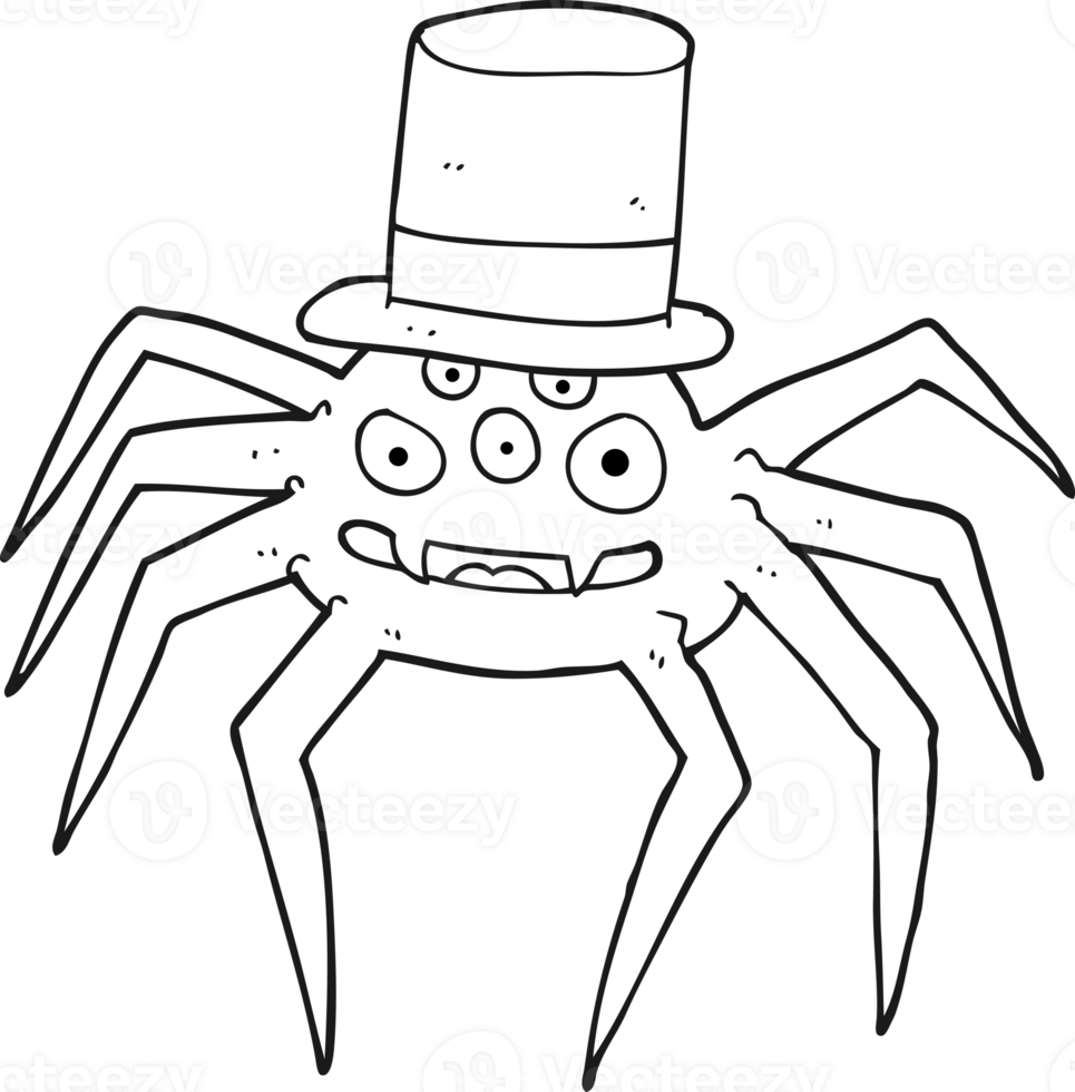 black and white cartoon halloween spider png