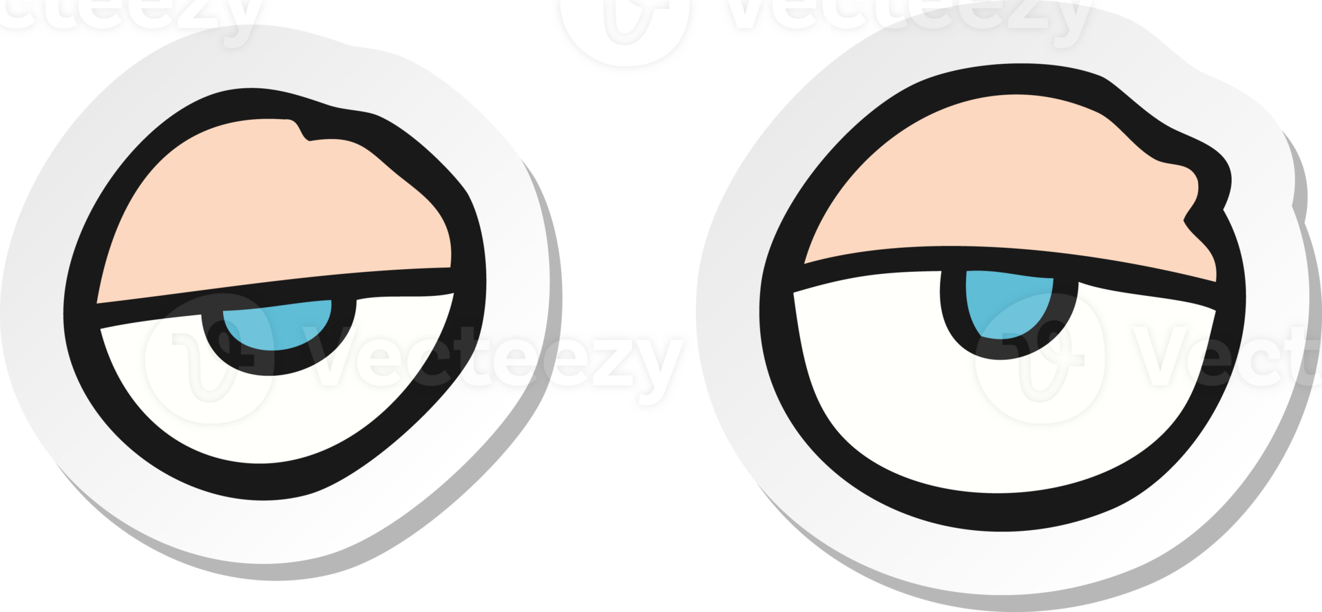 sticker of a cartoon tired eyes png