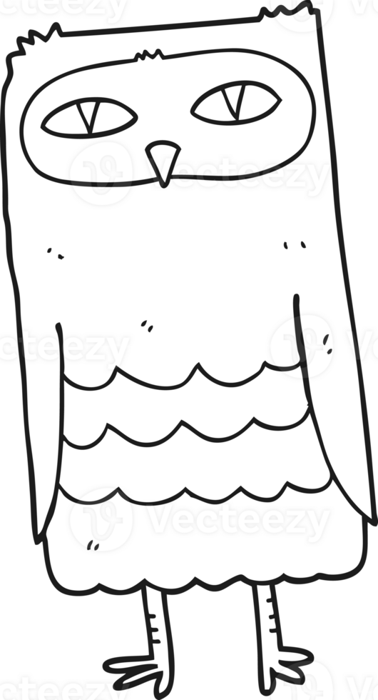black and white cartoon owl png
