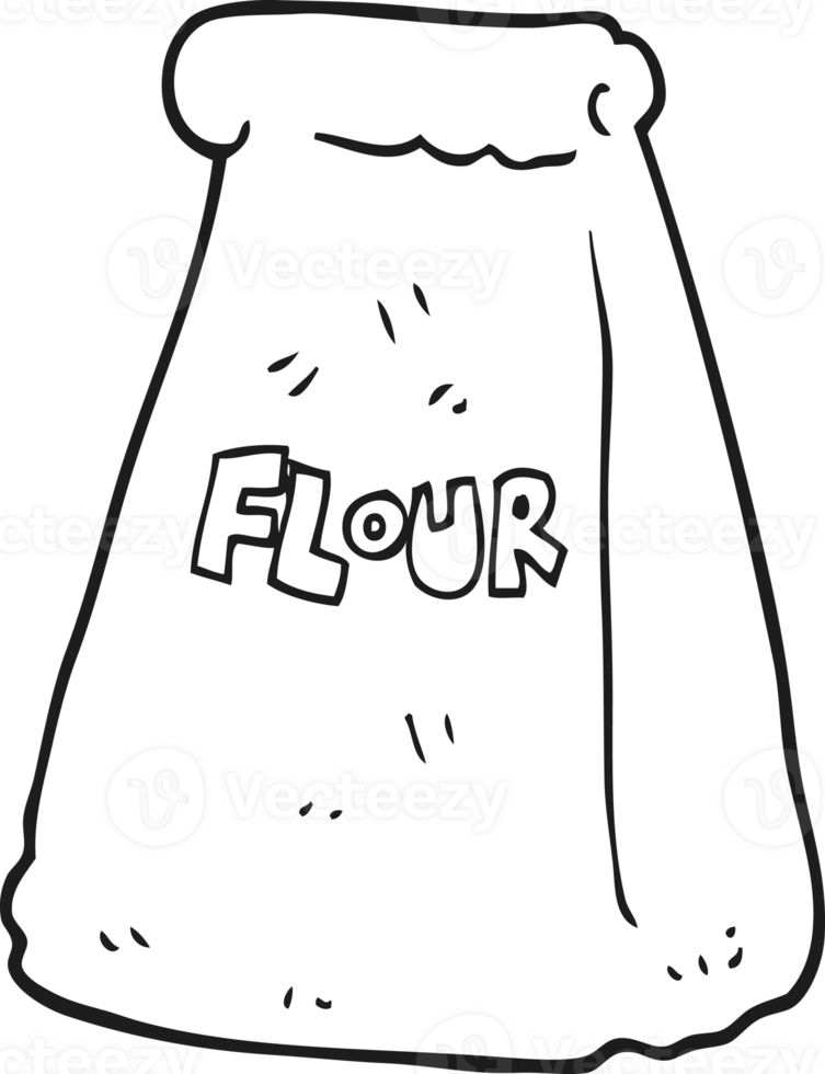 black and white cartoon bag of flour png