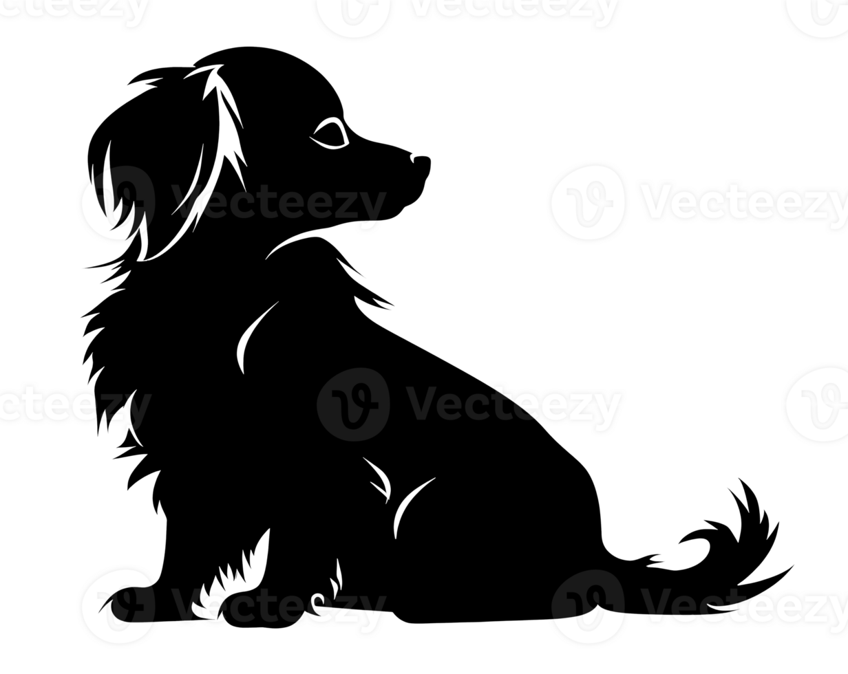 AI generated An isolated black silhouette of a cute dog. AI generated