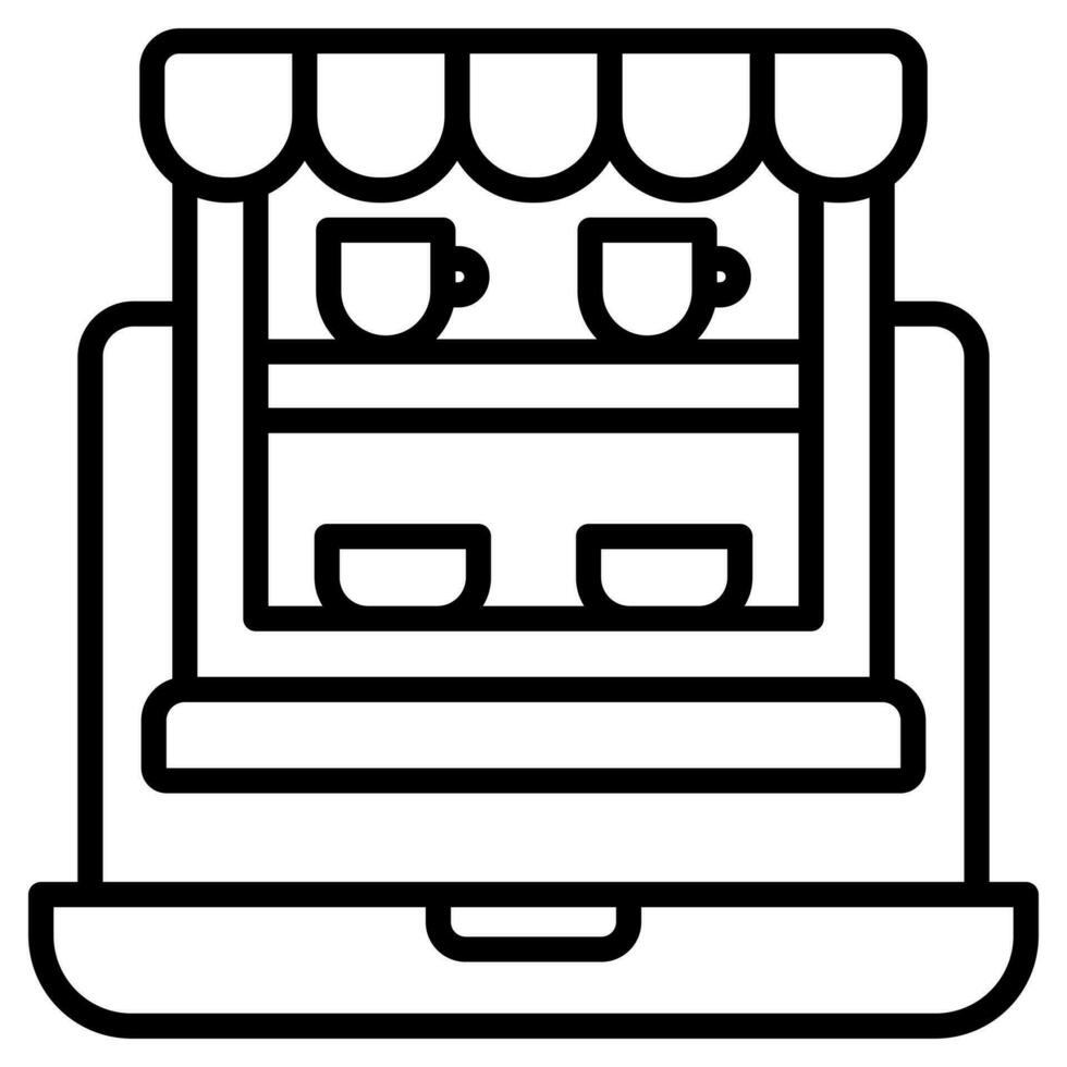 Digital Storefront icon line vector illustration