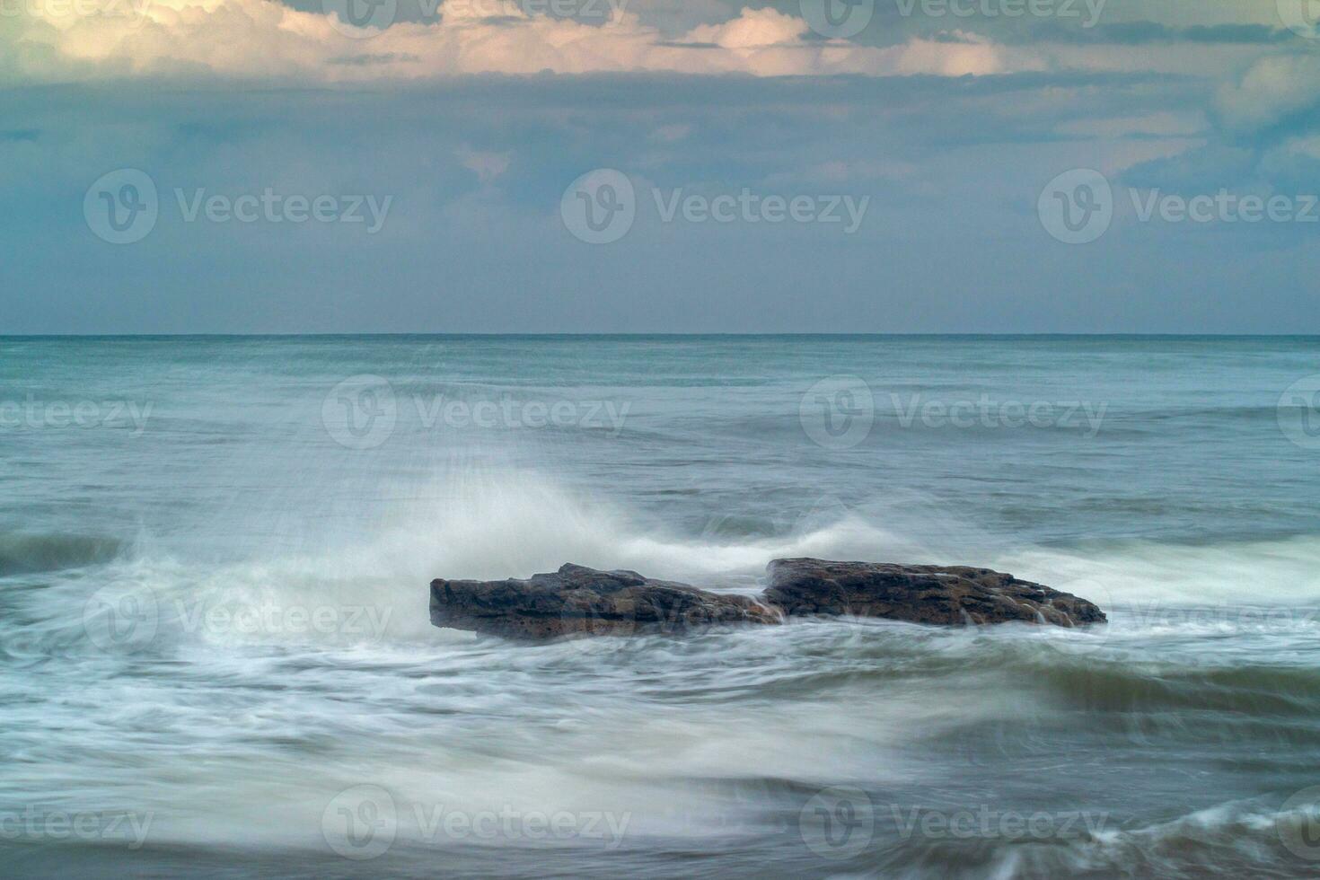 the beauty of the morning panorama with sunrise in indonesia village photo