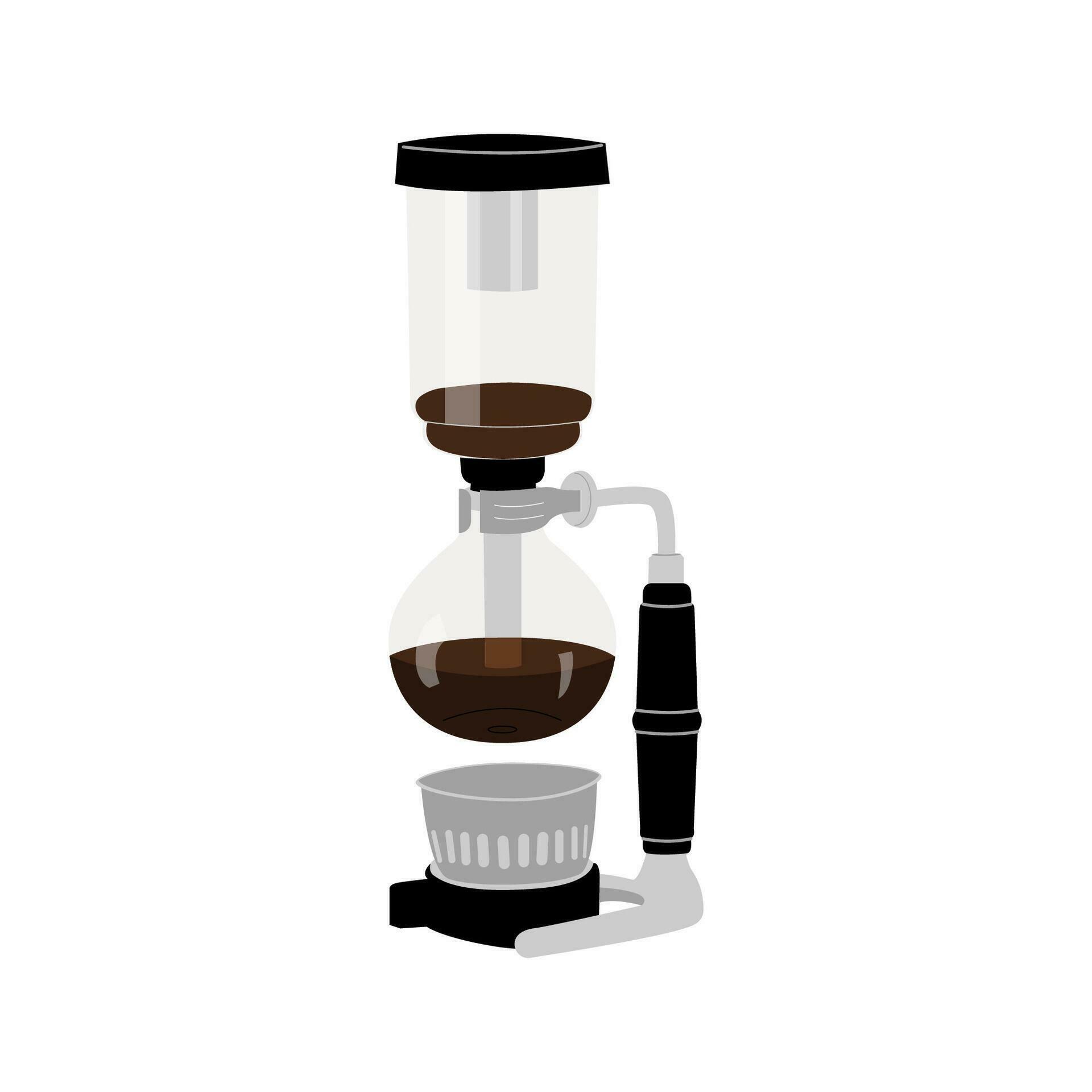 Glass syphon coffee pot with hot freshly brewed speciality coffee