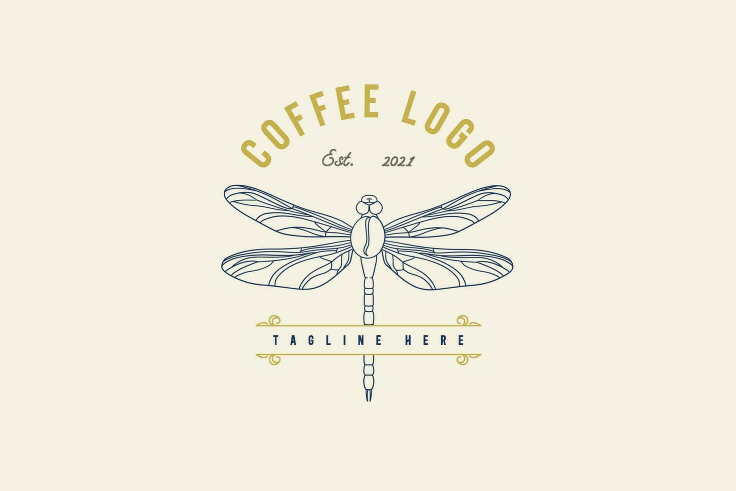 dragonfly coffee logo in vintage style vector