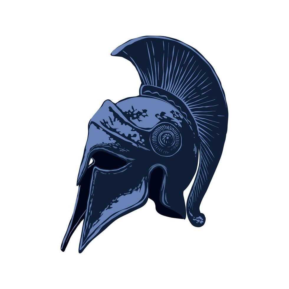 illustration of a worn spartan helmet vector