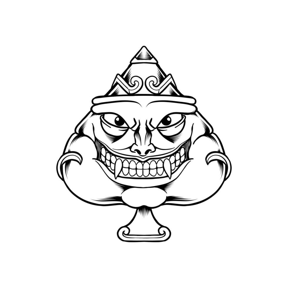 illustration of the ace of spades with a monster face vector