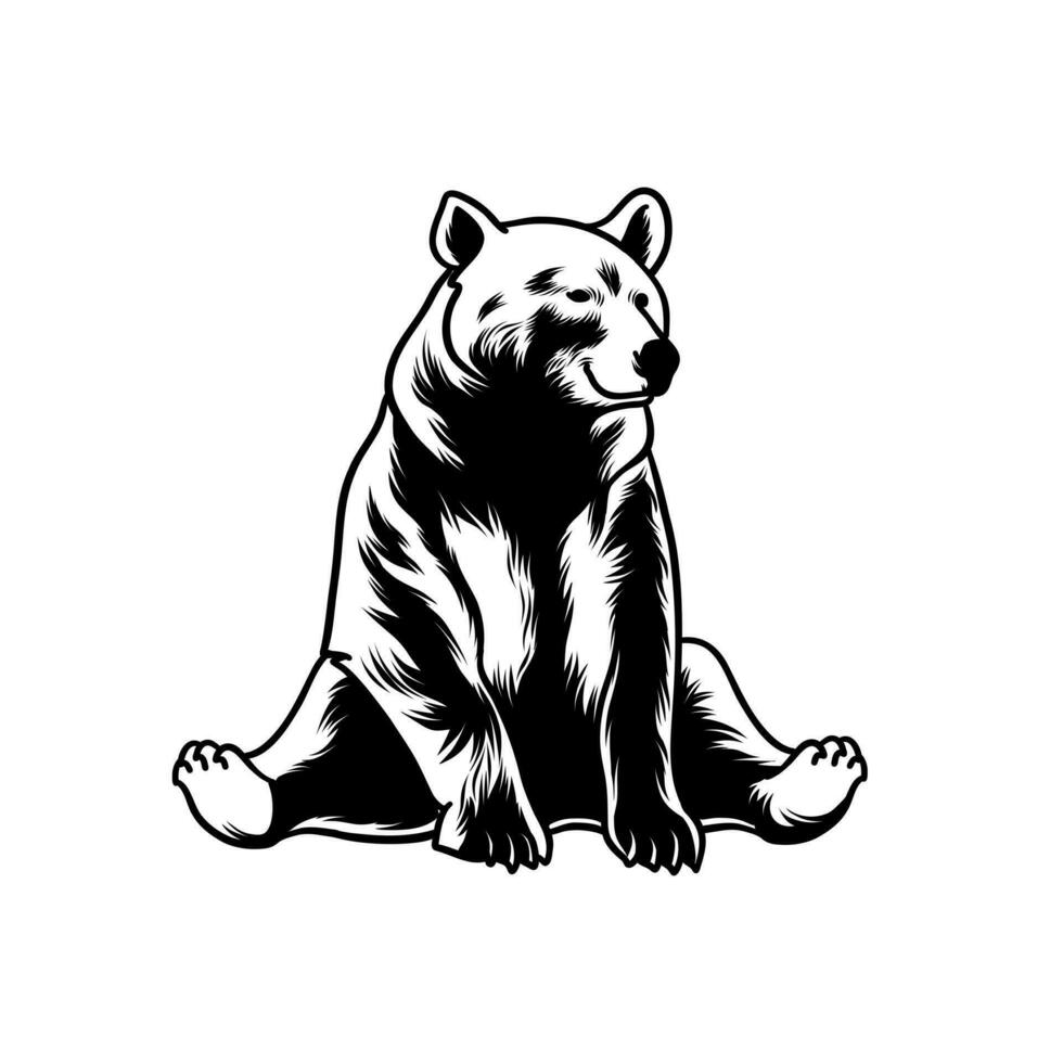 ilustración de un oso sentado vector