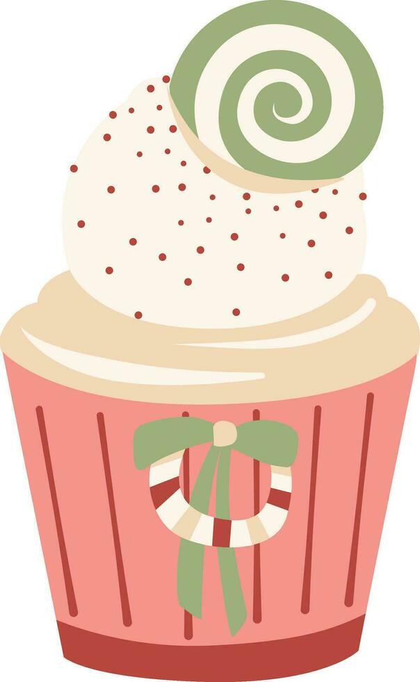 Cupcake colorful cartoon with frosting sugar. Cute dessert emoji icon sweet collection vector