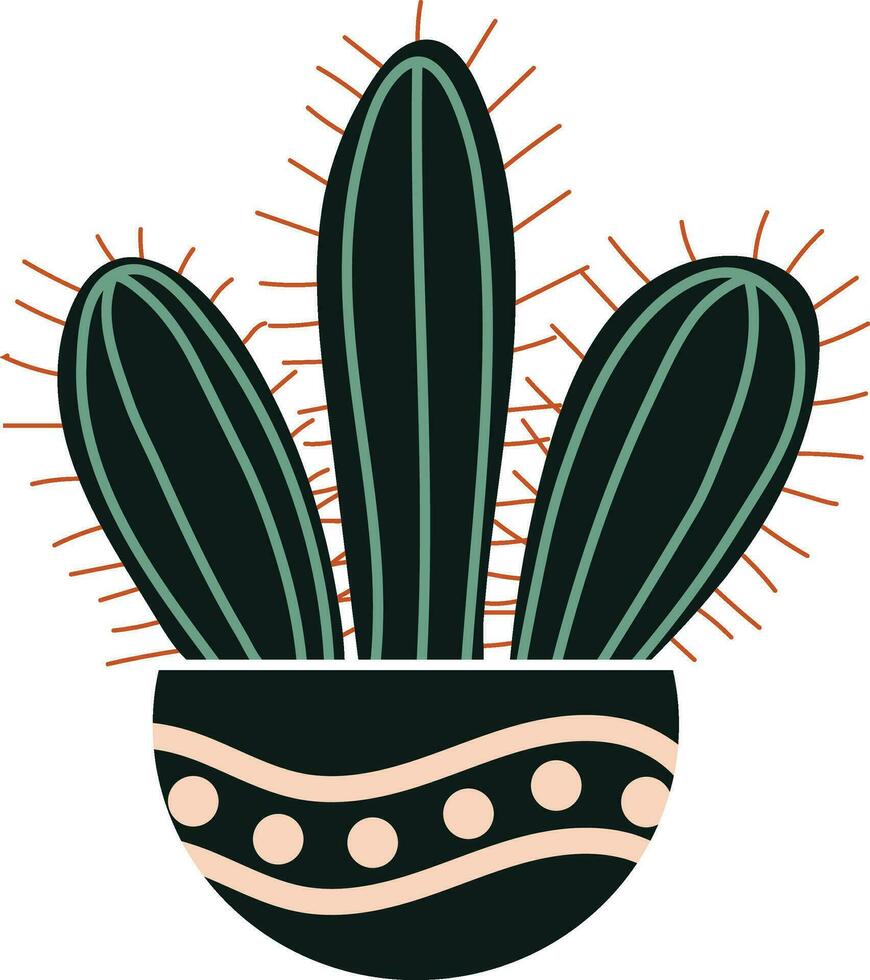 Cactus doodle cute flat design succulent collection. vector