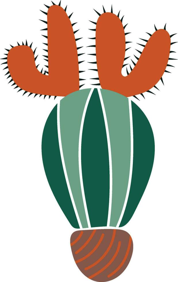 Cactus doodle cute flat design succulent collection. vector