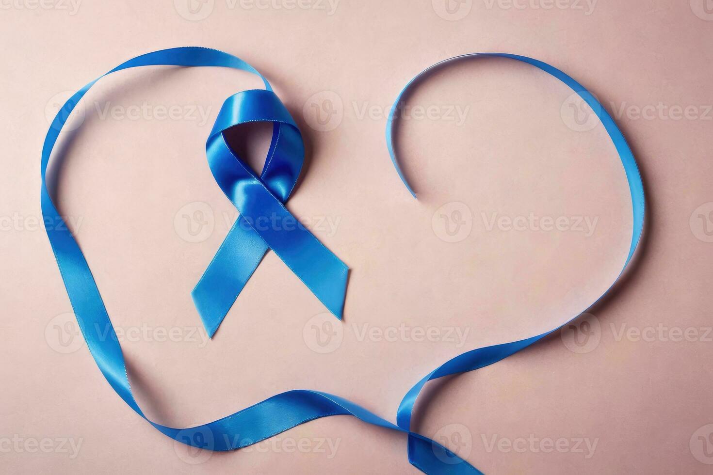 AI generated above view cancer concept with blue ribbon photo