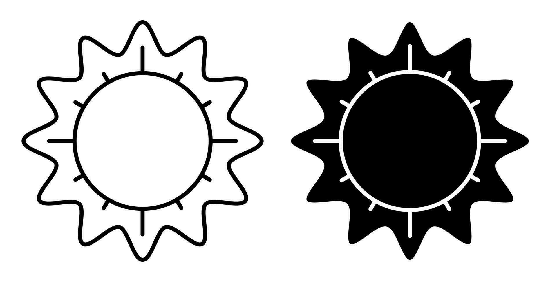 Linear icon. Sun. Star of planet earth. Astronomy, observation of sun activity and weather. Simple black and white vector