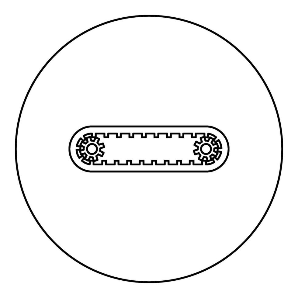 Strap for engine toothed belt for gears cambelt timing gas distribution mechanism icon in circle round black color vector illustration image outline contour line thin style