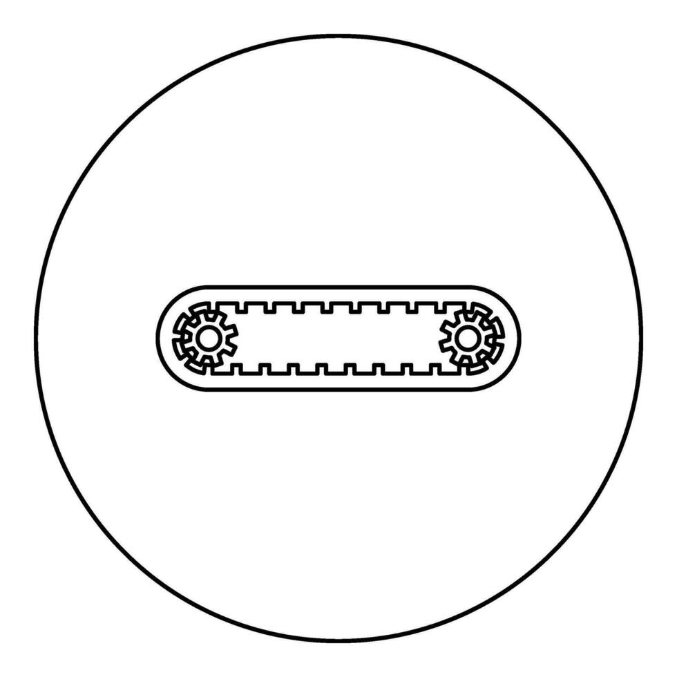 Correa para motor dentado cinturón para engranajes cambelt sincronización gas distribución mecanismo icono en circulo redondo negro color vector ilustración imagen contorno contorno línea Delgado estilo