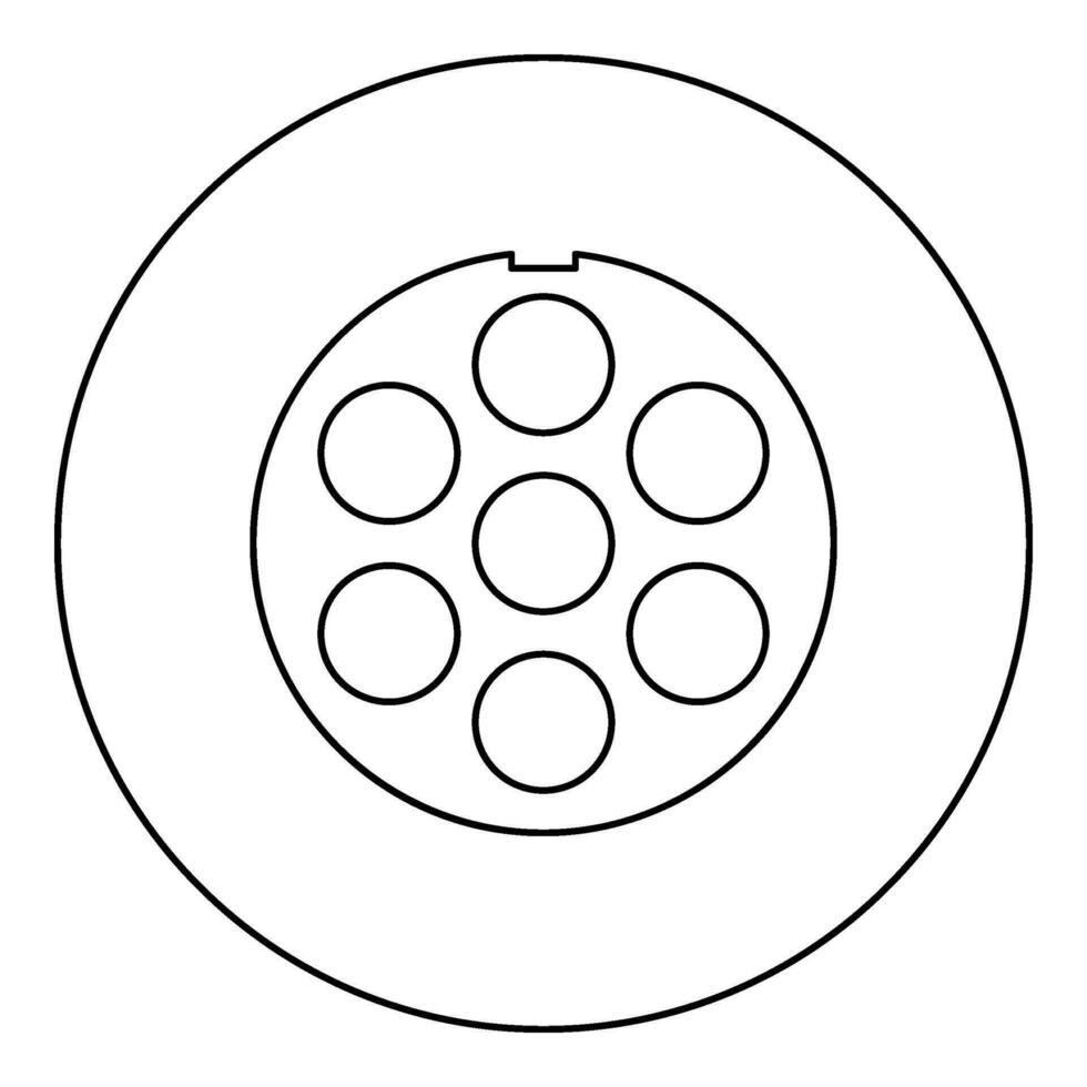 Grate for meat grinder plate mincer device for growing shallow of meat lattice sieve icon in circle round black color vector illustration image outline contour line thin style