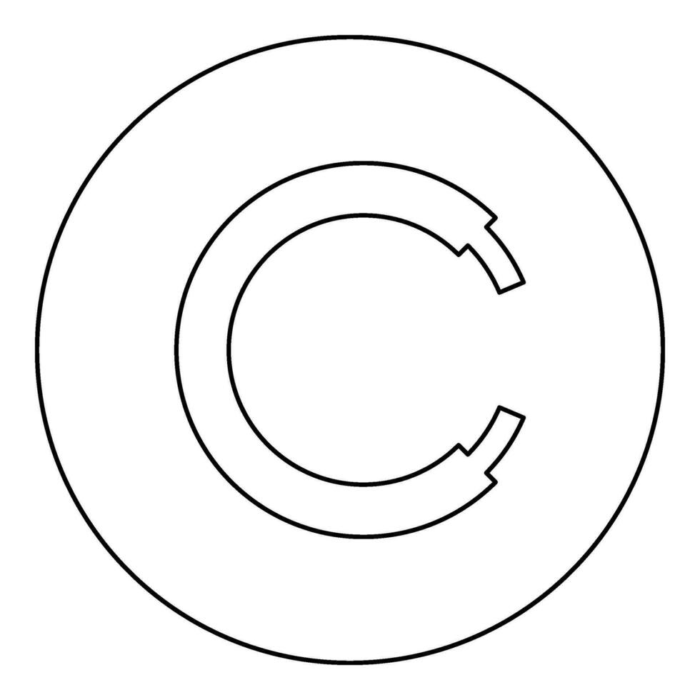 Rope line hawser cable electric circle shape for car icon in circle round black color vector illustration image outline contour line thin style