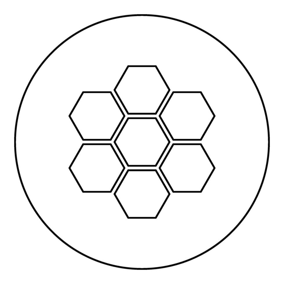Hexagonal technology concept hexagon six items bee sota geometry six sided polygon icon in circle round black color vector illustration image outline contour line thin style
