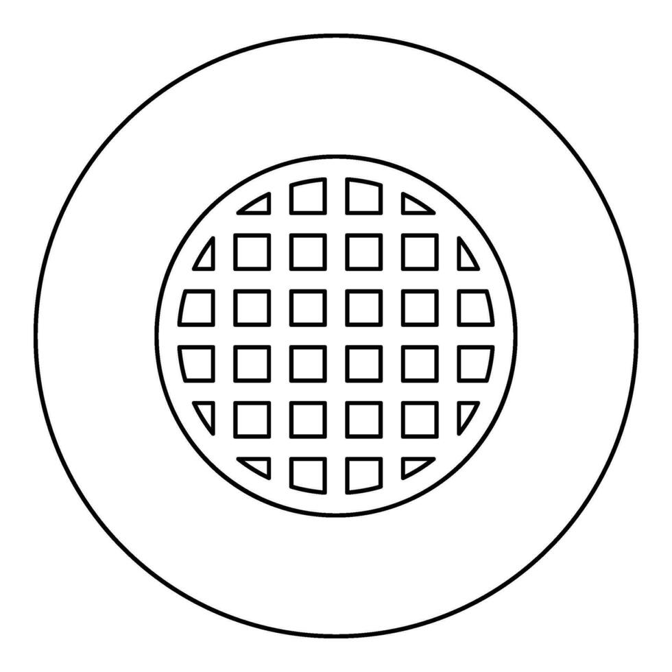 Grating grate lattice trellis net mesh BBQ grill grilling surface round shape icon in circle round black color vector illustration image outline contour line thin style