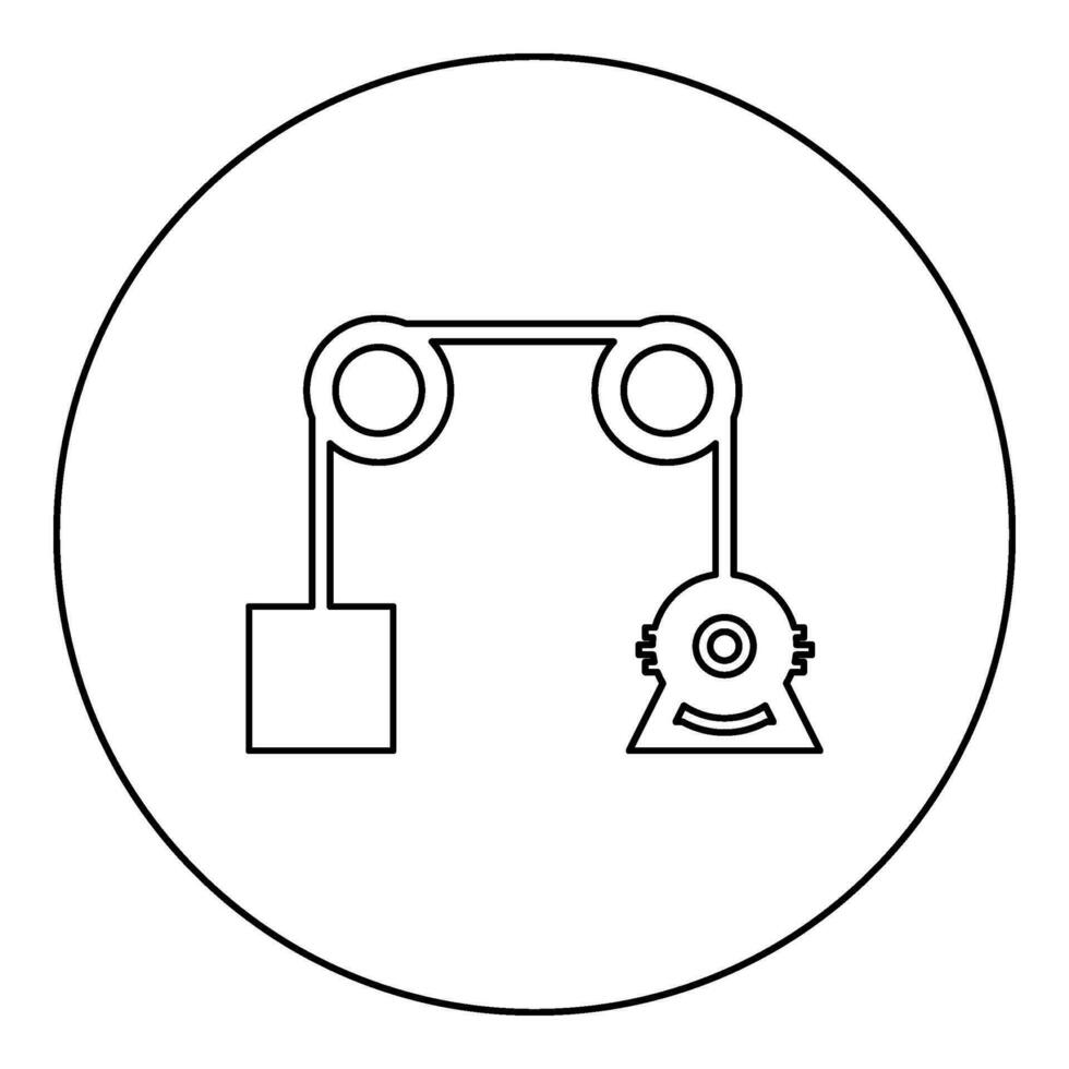 Gravity engine icon in circle round black color vector illustration image outline contour line thin style