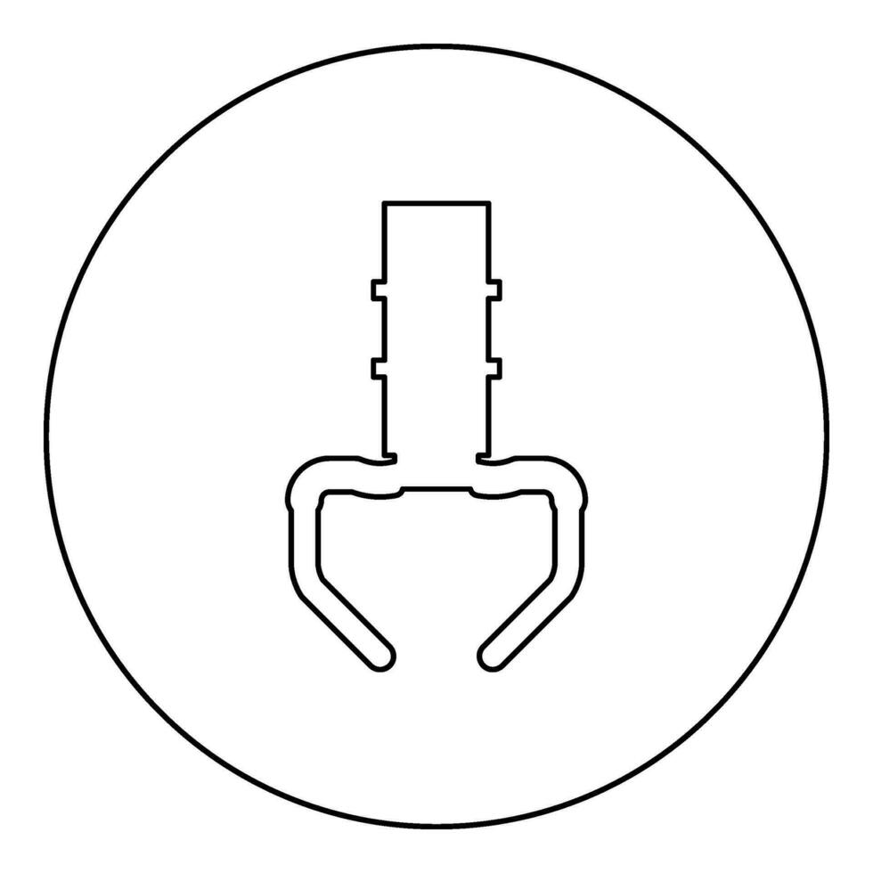 Prize toy manipulator iron hook crane claw picker icon in circle round black color vector illustration image outline contour line thin style
