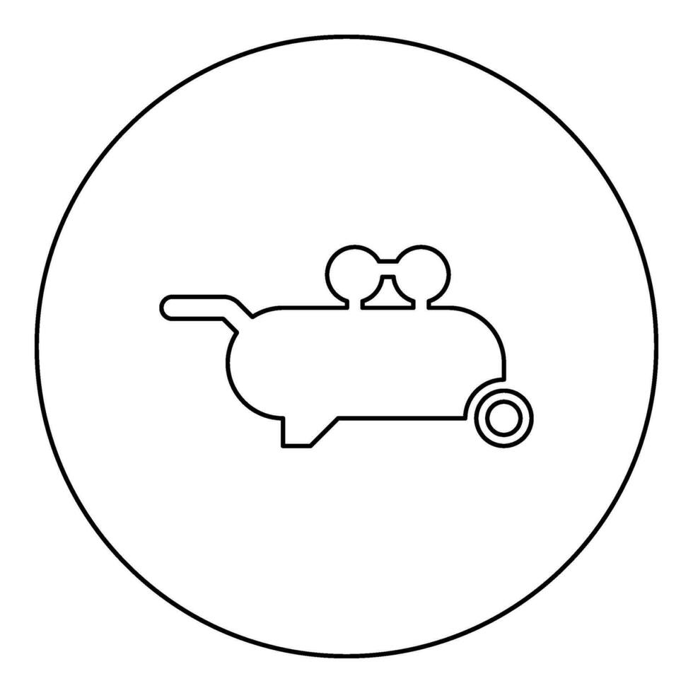 aire compresor neumático icono en circulo redondo negro color vector ilustración imagen contorno contorno línea Delgado estilo