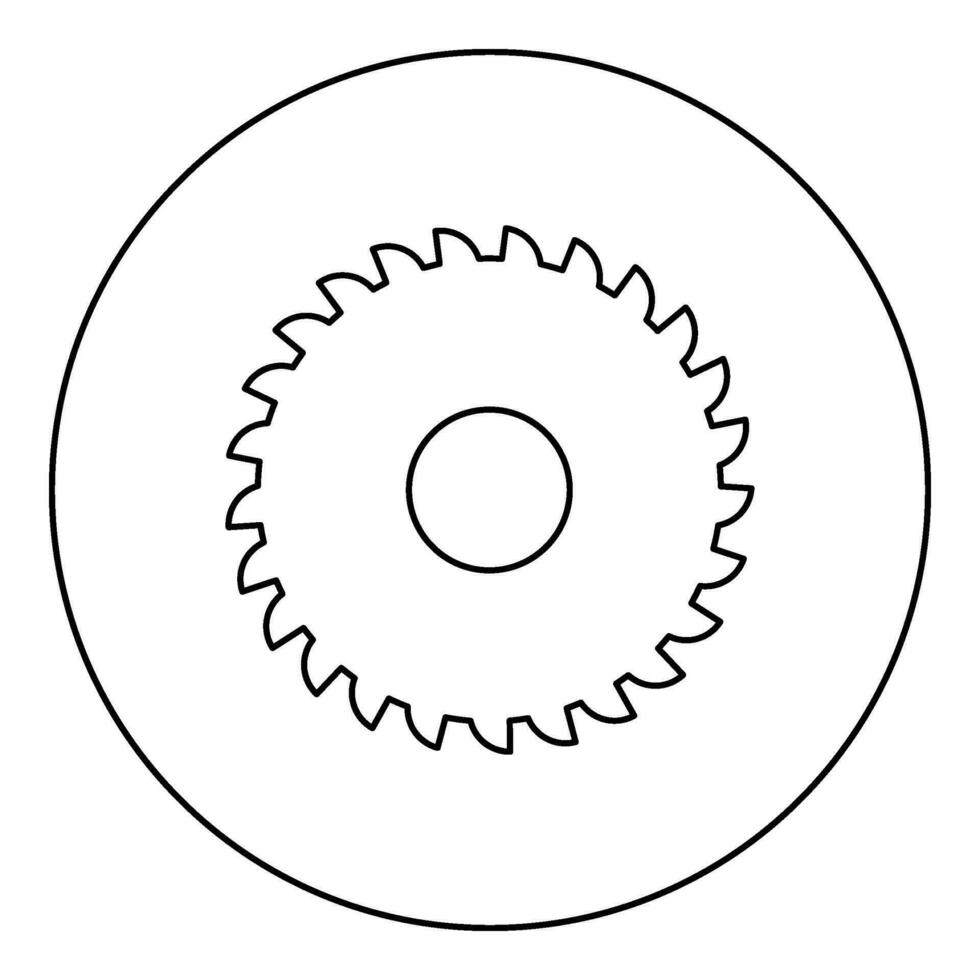 Round knife millstone circular saw disc icon in circle round black color vector illustration image outline contour line thin style