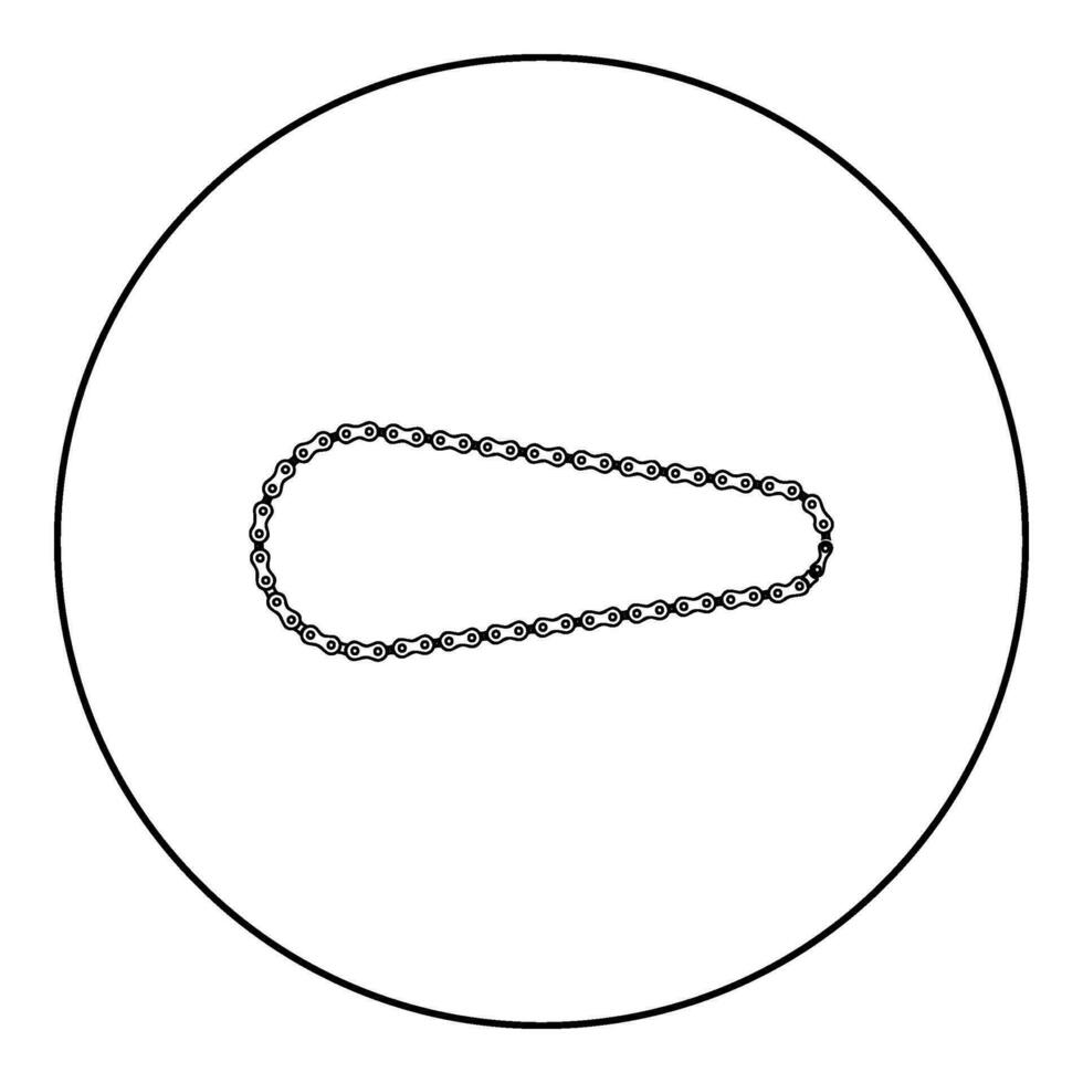 Chain bicycle bike motorcycle element icon in circle round black color vector illustration image outline contour line thin style