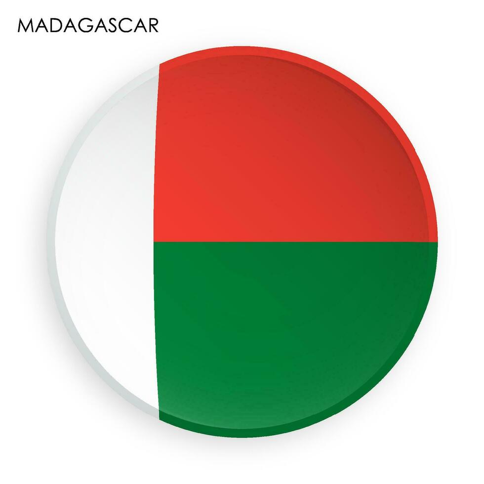 Madagascar bandera icono en moderno neomorfismo estilo. botón para móvil solicitud o web. vector en blanco antecedentes