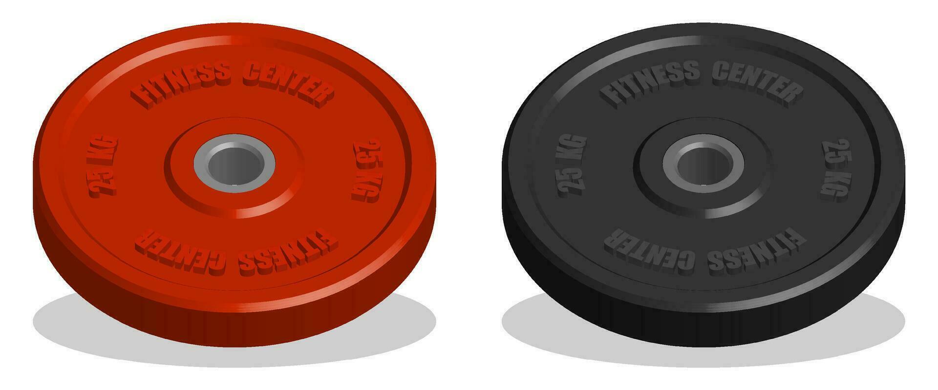 weight for sports barbell with inscription FITNESS 25 KG. Bodybuilding and sports in gym. 3d vector