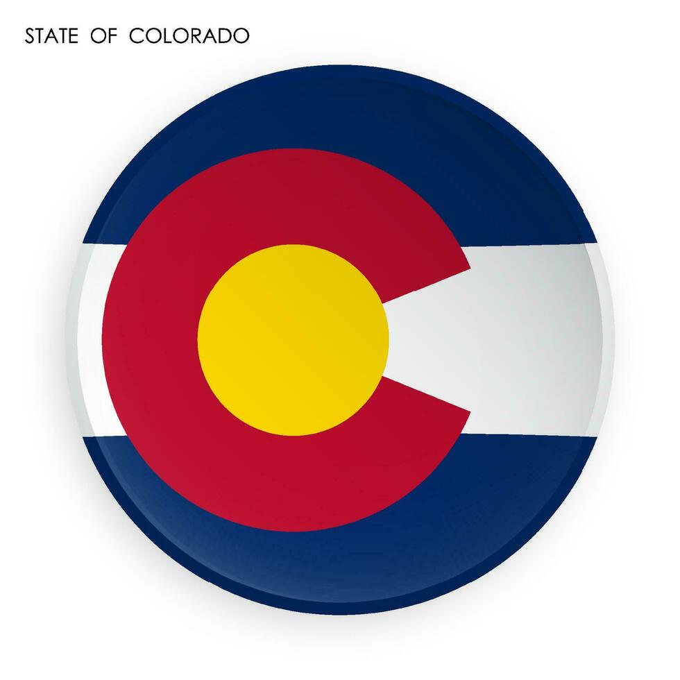 flag of american state of Colorado icon in modern neomorphism style. Button for mobile application or web. Vector on white background