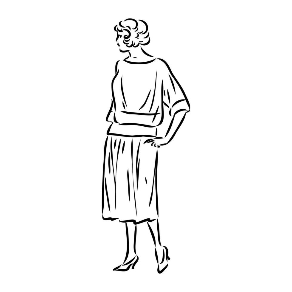 women's retro fashion vector sketch