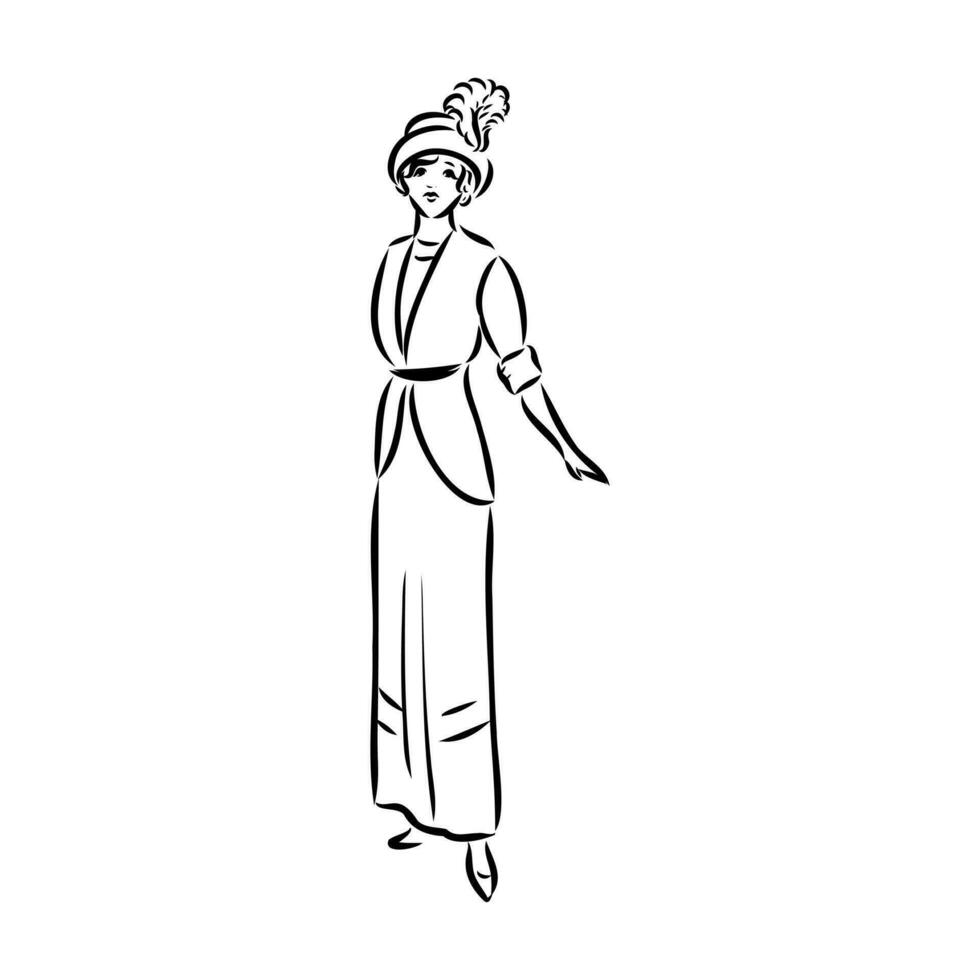 women's retro fashion vector sketch