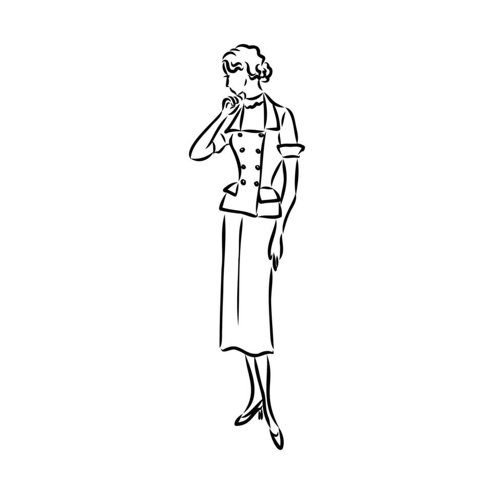 women's retro fashion vector sketch