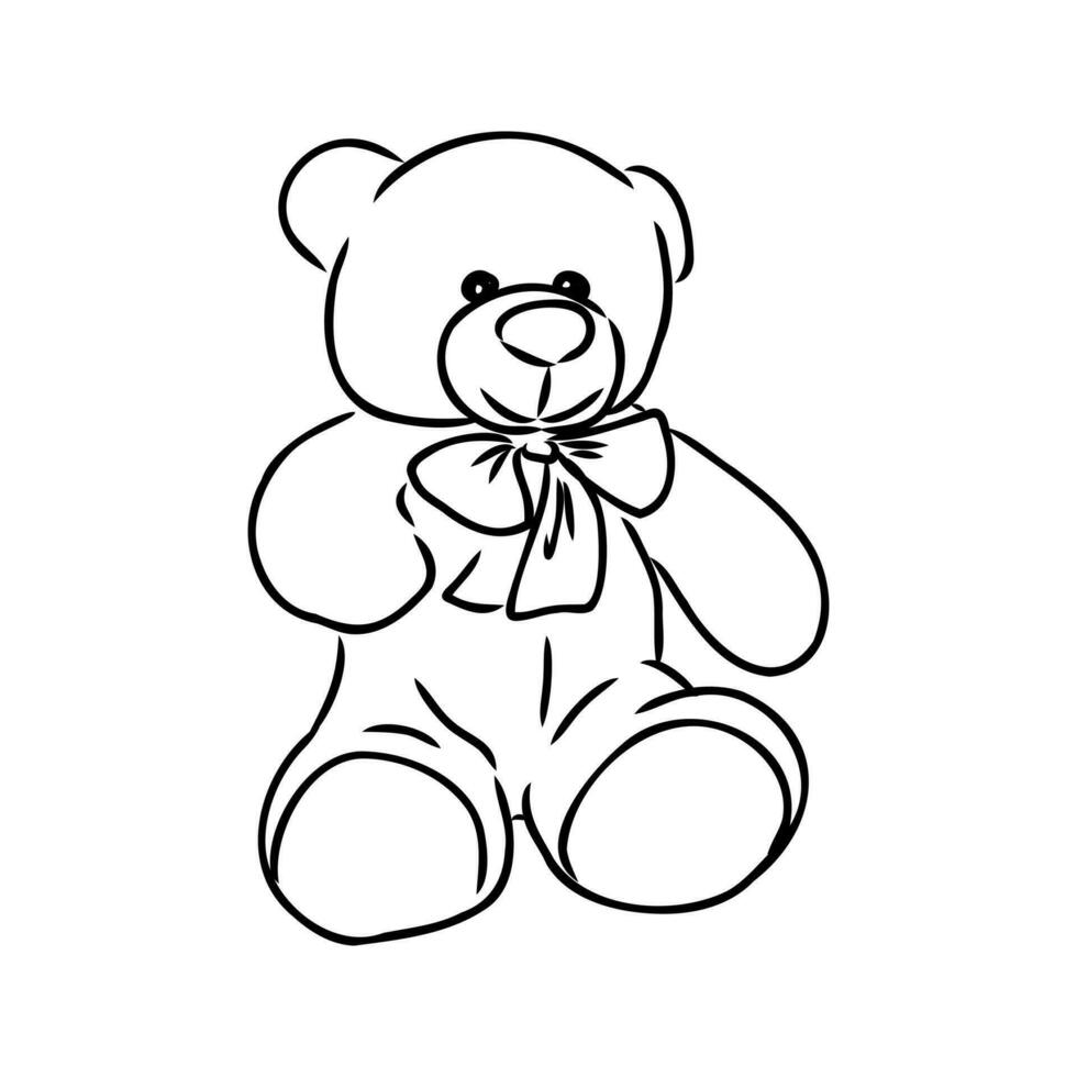 osito de peluche oso vector bosquejo