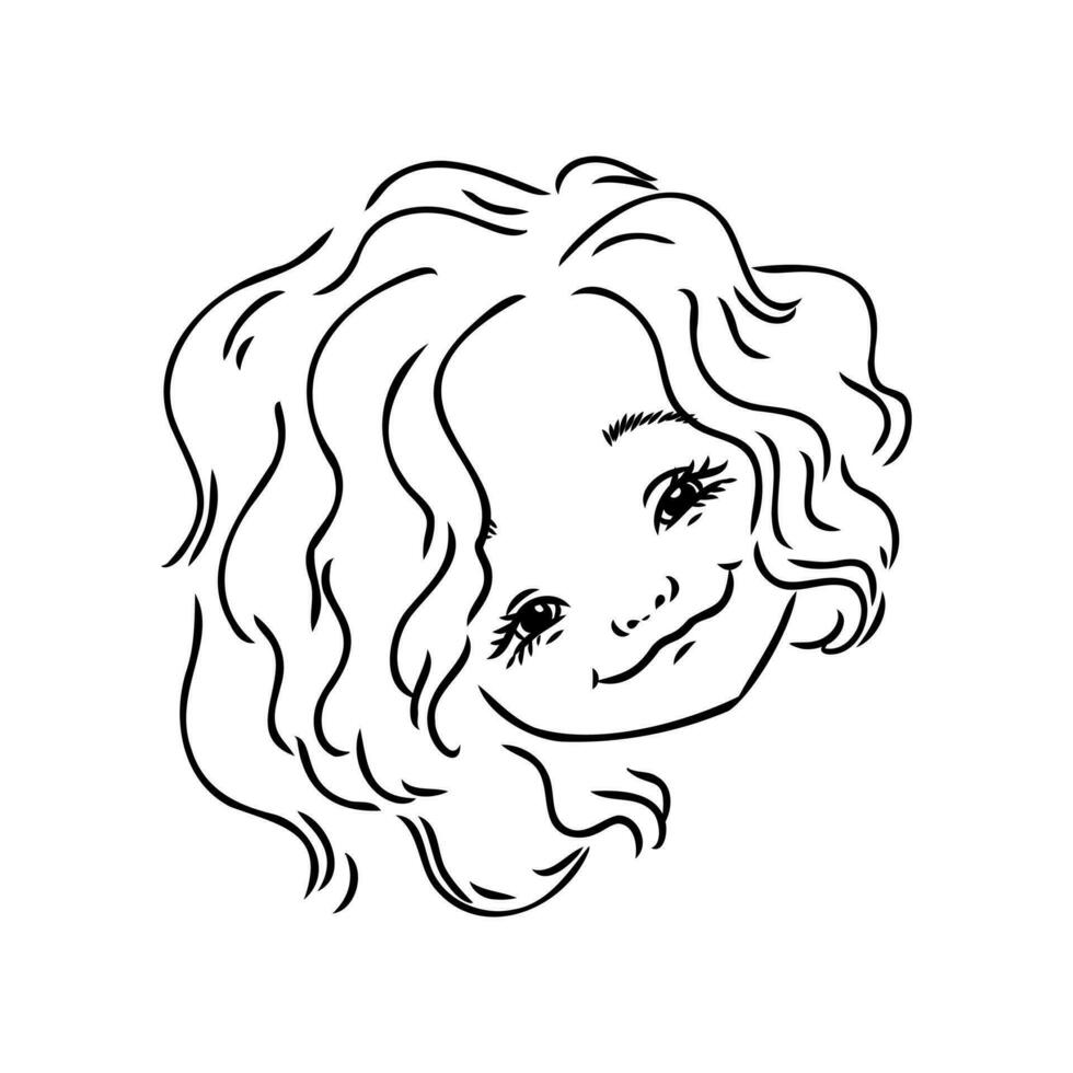 girl's face vector sketch