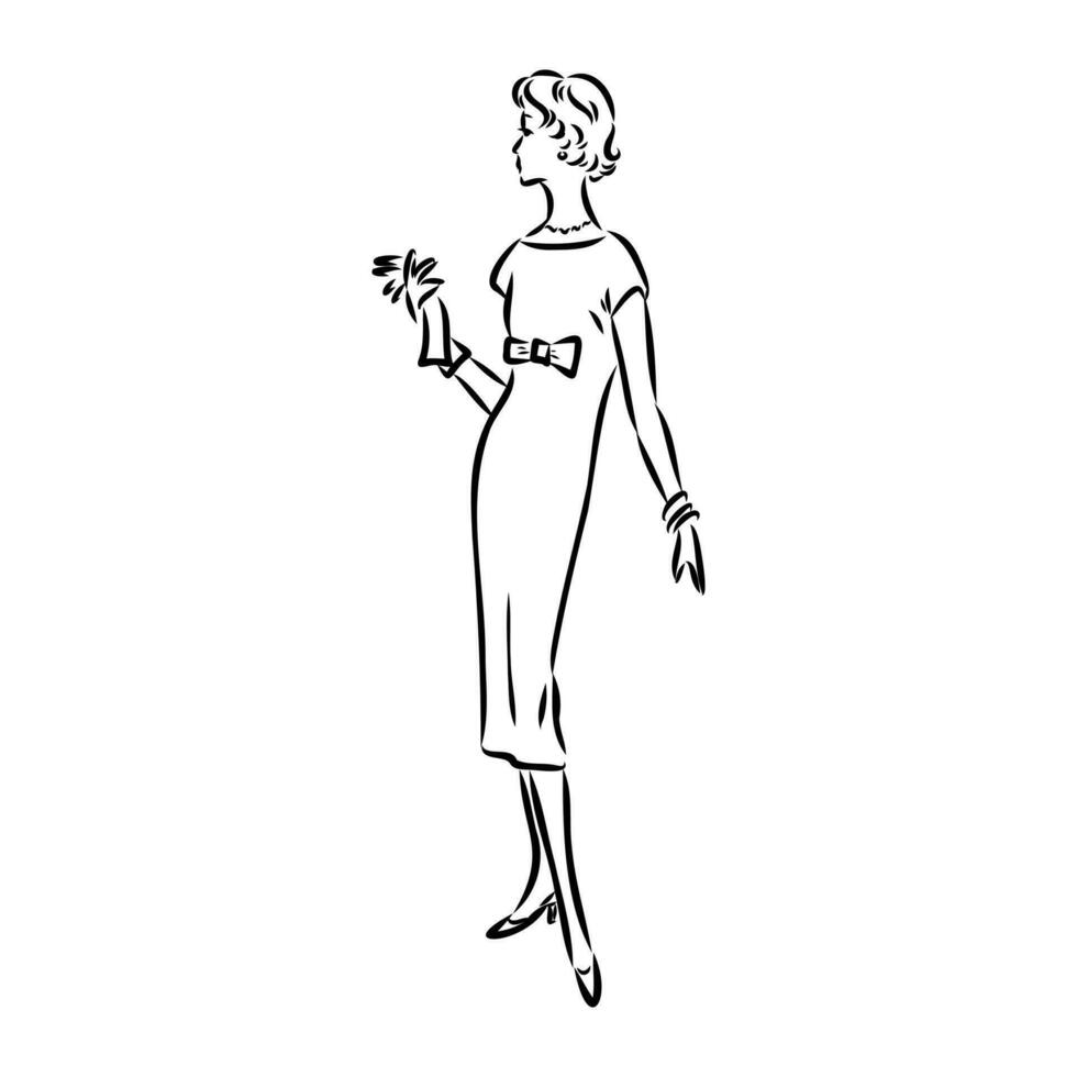 women's retro fashion vector sketch